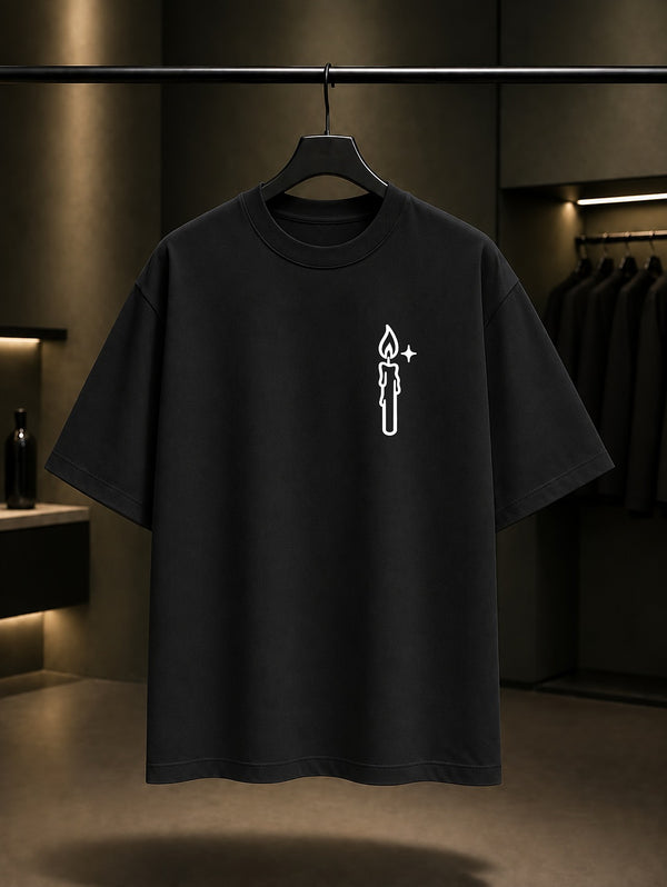 Dilek Mumu Minimal Baskılı Unisex %100 Pamuk T-shirt — Siyah