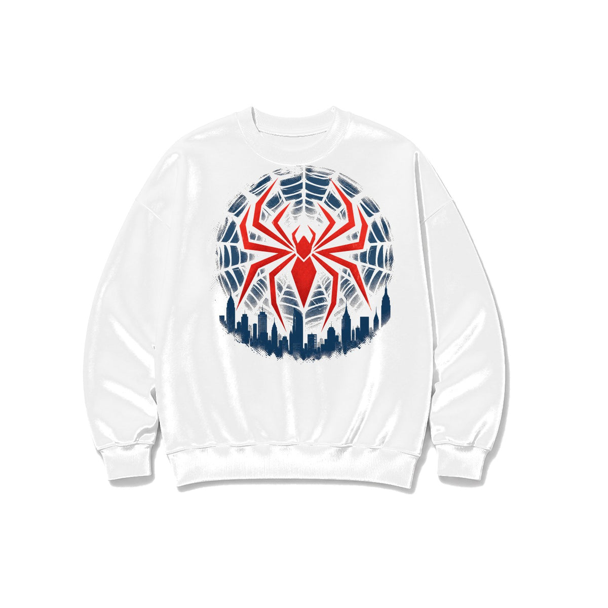 Örümcek Ağı Şehir Amblemi baskılı beyaz sweatshirt