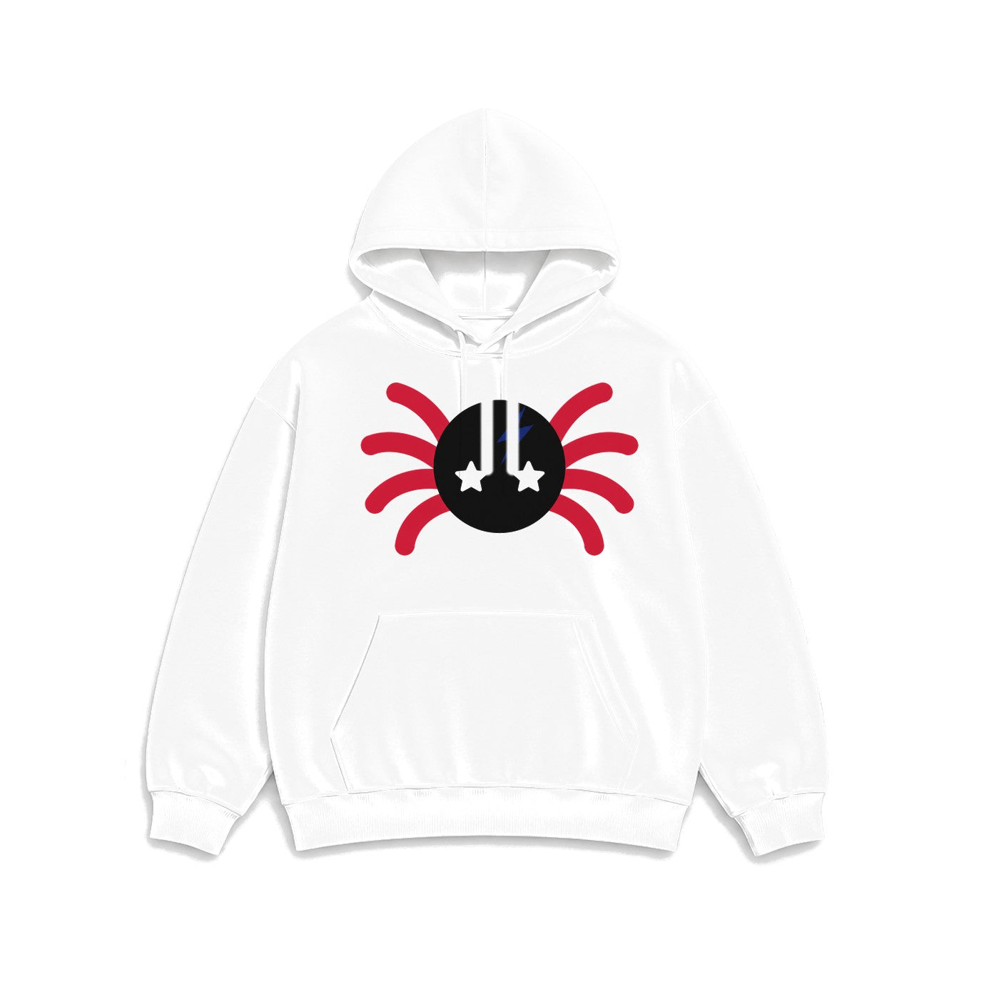 Yıldız Gözlü Örümcek baskılı beyaz kapüşonlu sweatshirt