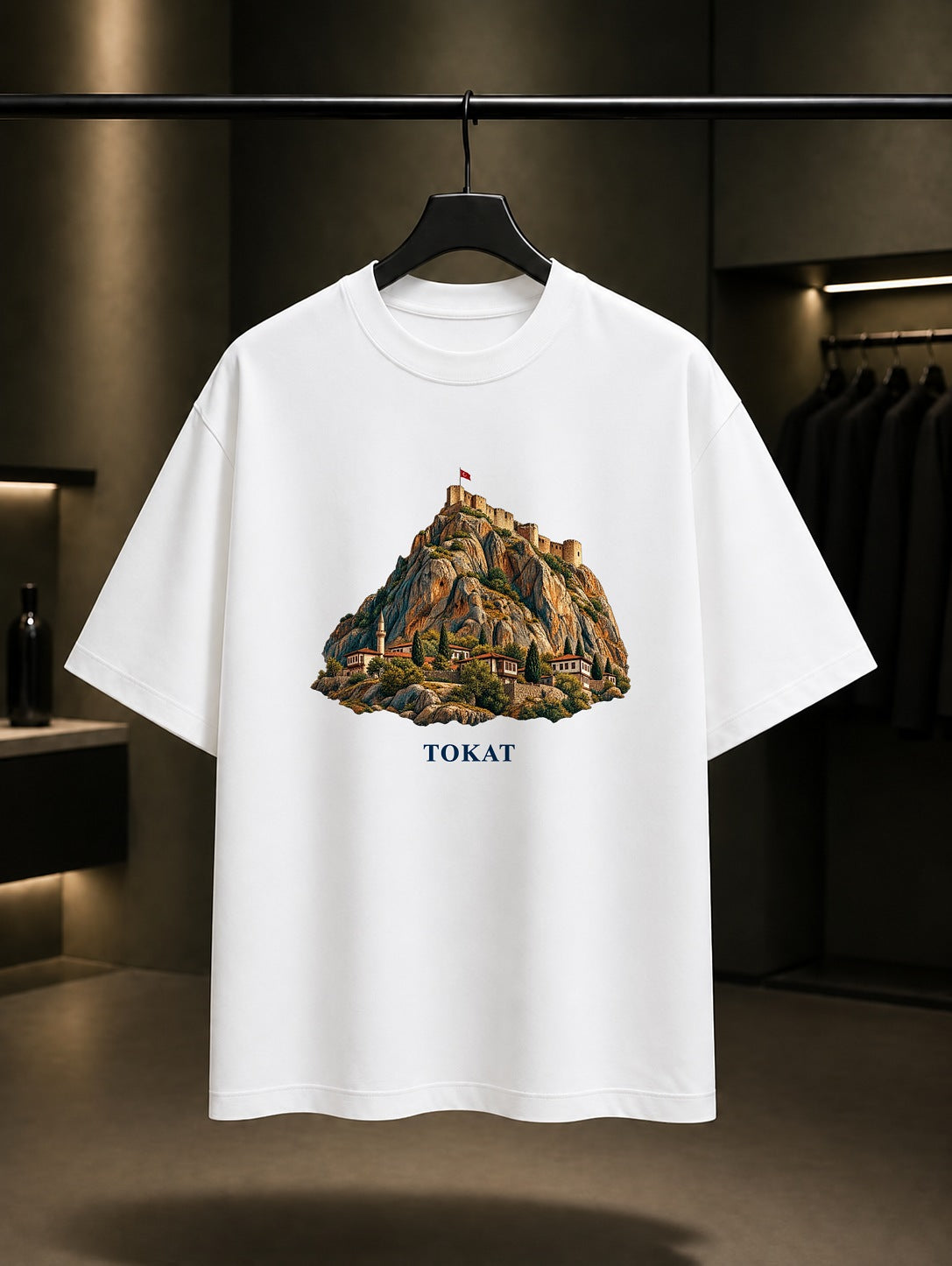 Tokat Kalesi baskılı beyaz t-shirt