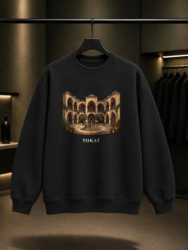 Tokat Taşhan baskılı siyah sweatshirt