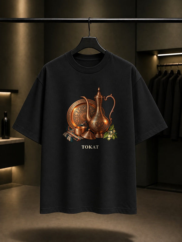Tokat Bakır İbrik baskılı siyah t-shirt