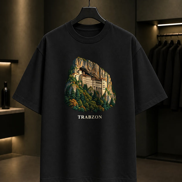 Trabzon Sümela Baskılı Unisex %100 Pamuk Tişört