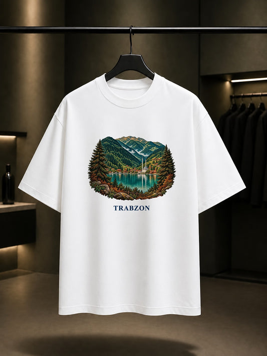 Trabzon Uzungöl baskılı beyaz t-shirt
