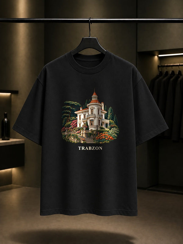 Trabzon Atatürk Köşkü baskılı siyah t-shirt
