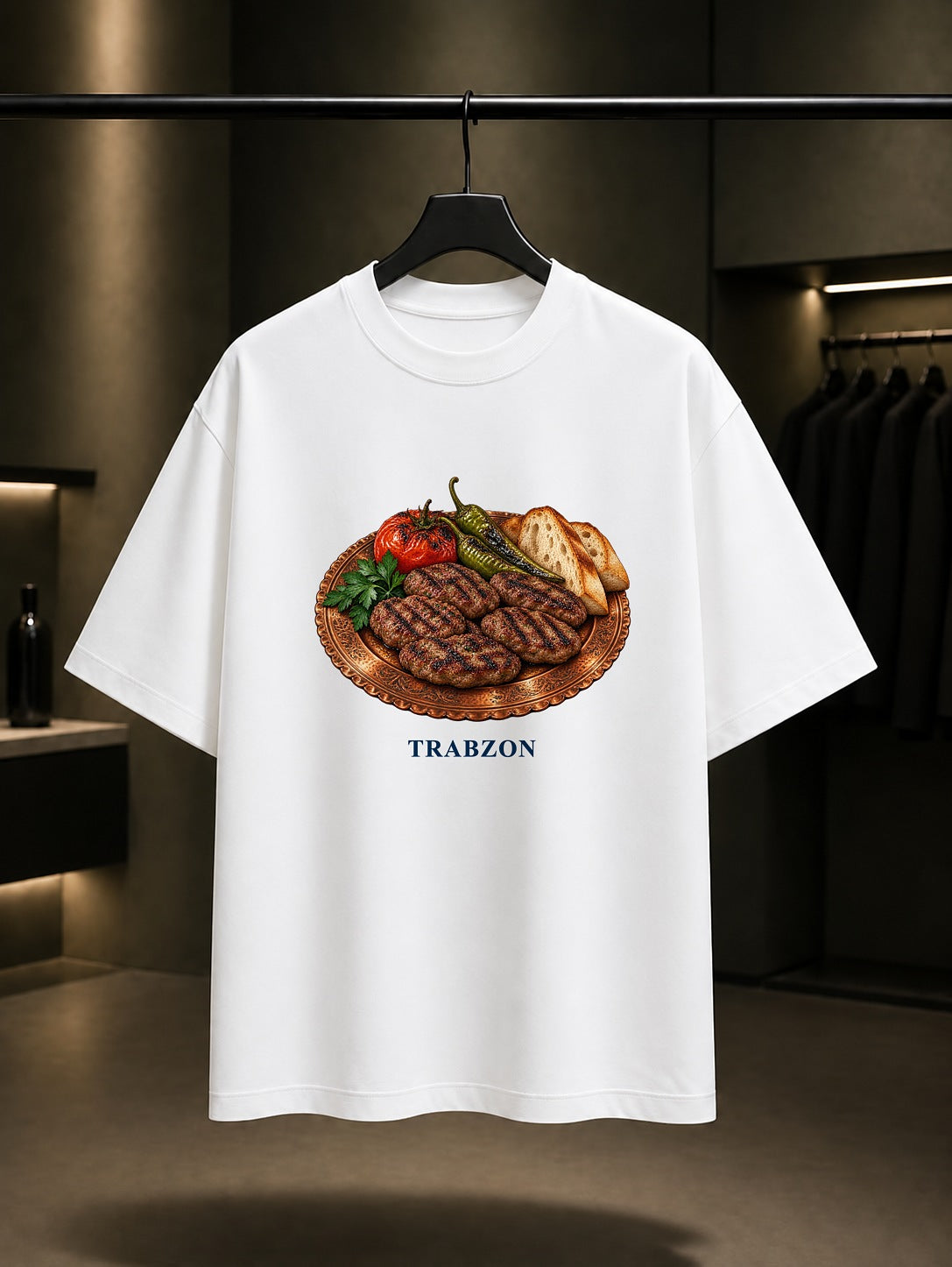 Trabzon Akçaabat Köftesi baskılı beyaz t-shirt