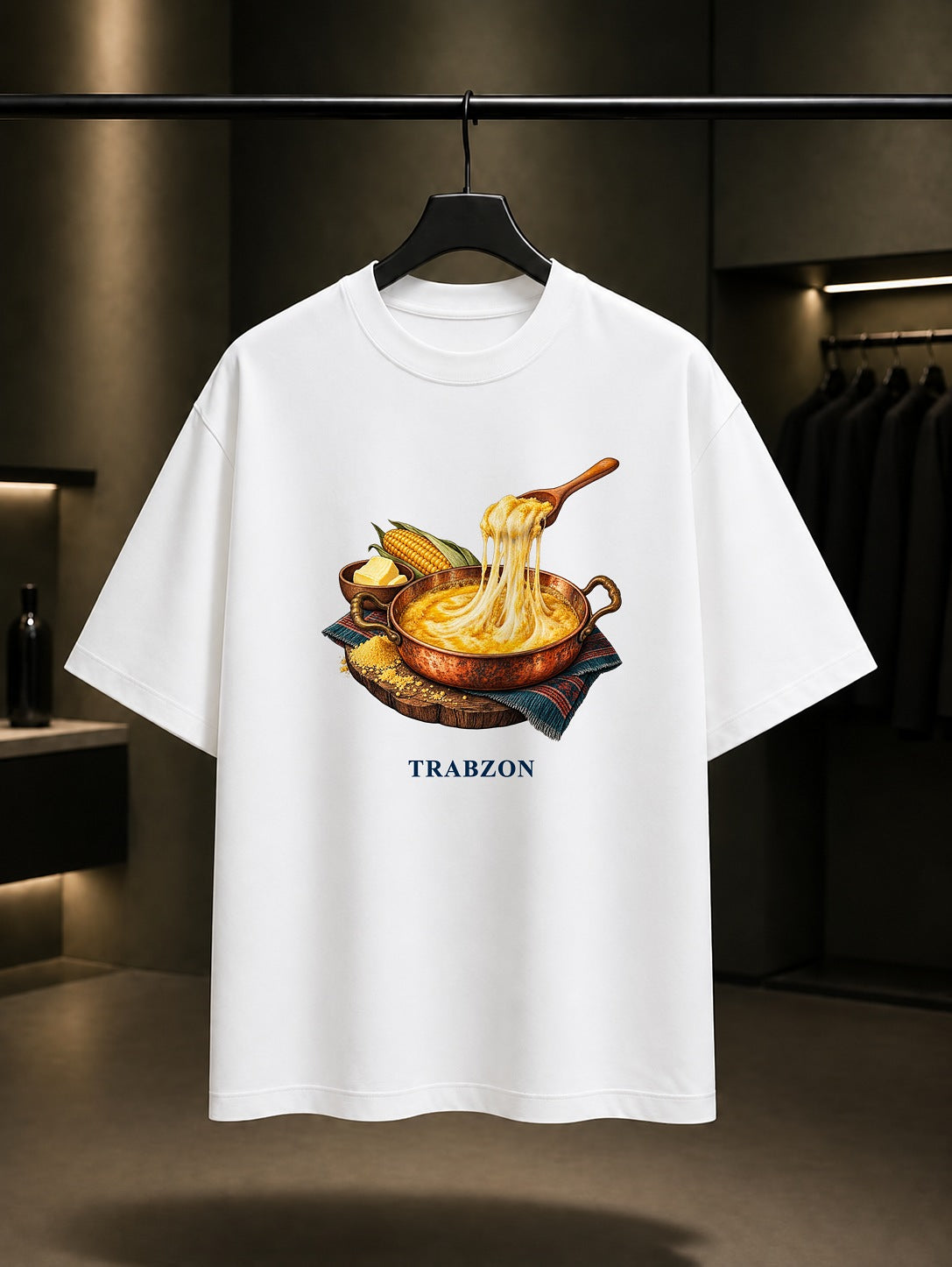Trabzon Kuymak baskılı beyaz t-shirt