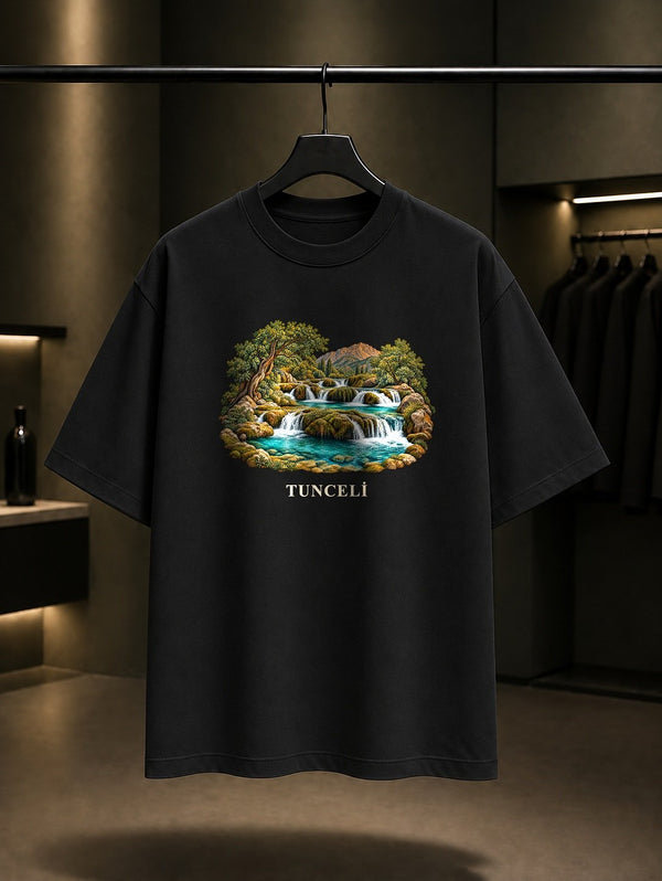 Tunceli Munzur Gözeleri baskılı siyah t-shirt
