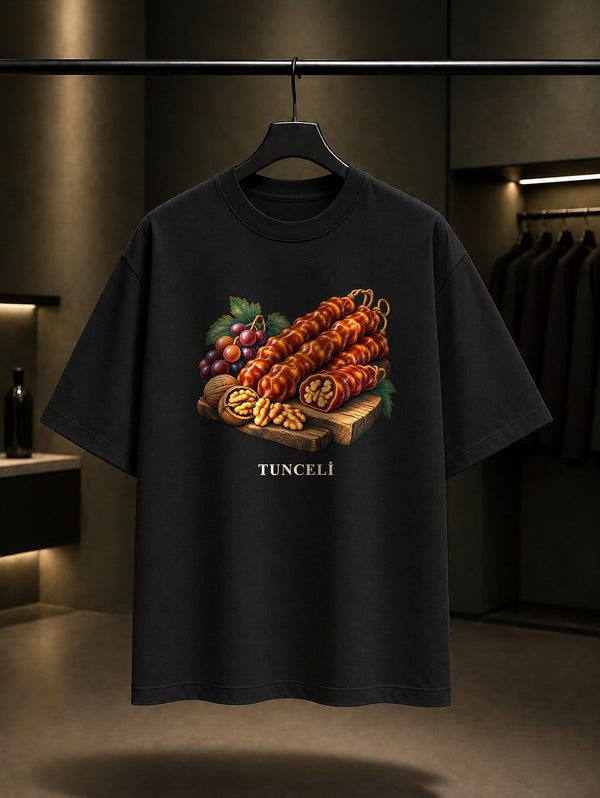 Tunceli Cevizli Orcik baskılı siyah t-shirt
