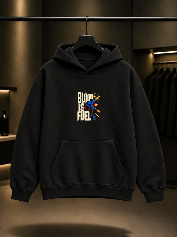 ULTRAKILL Blood Is Fuel Kapüşonlu Sweatshirt — Siyah