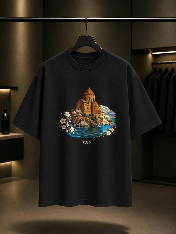 Van Akdamar baskılı siyah t-shirt