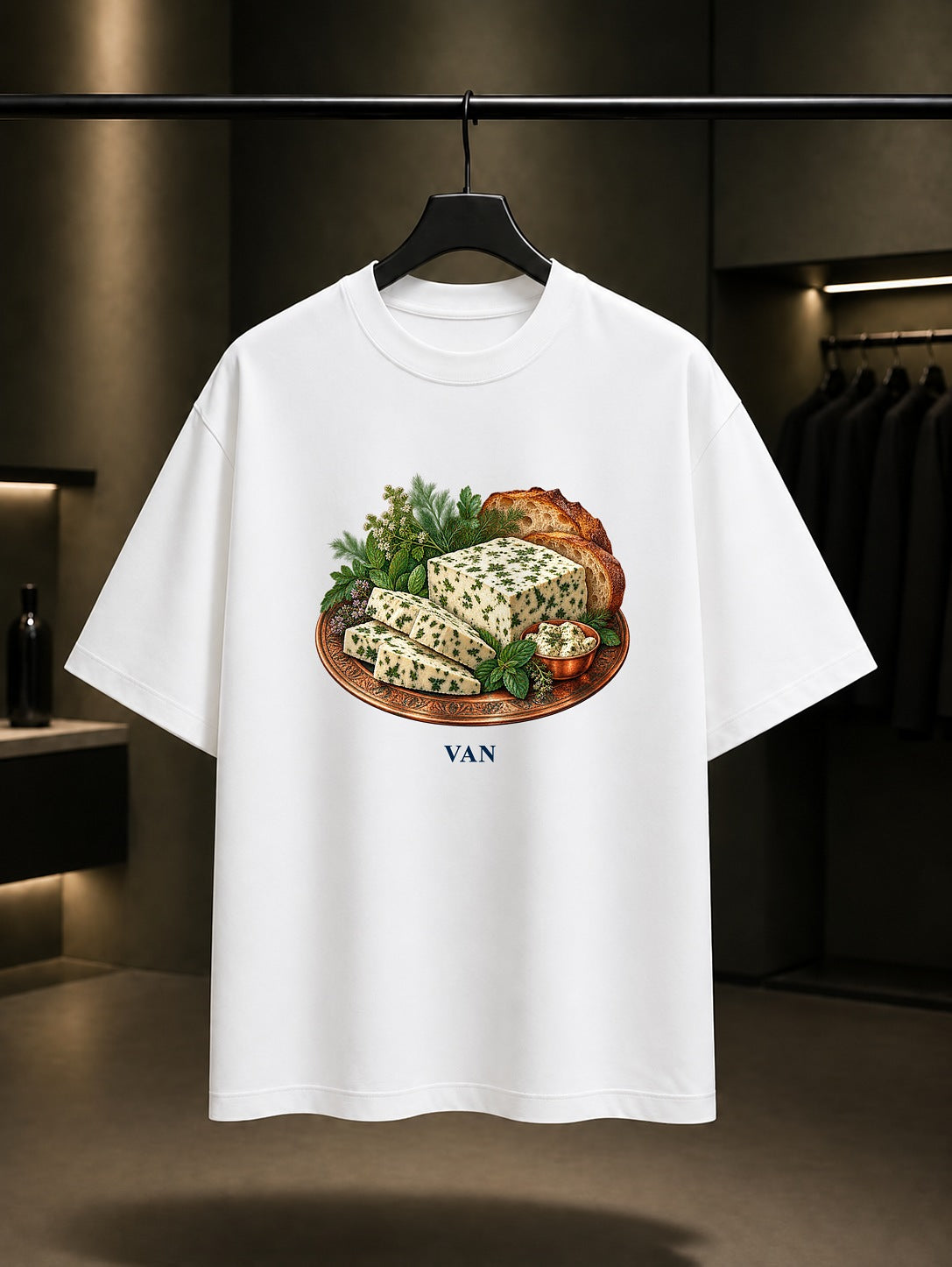Van Otlu Peynir baskılı beyaz t-shirt