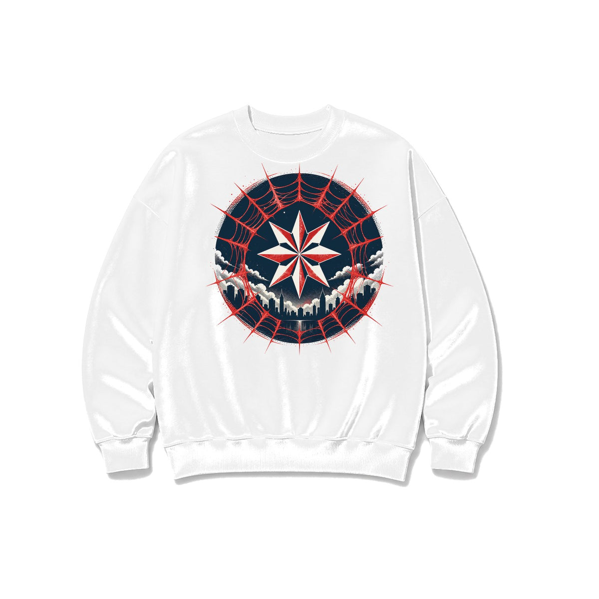Örümcek Ağı Arması baskılı beyaz sweatshirt