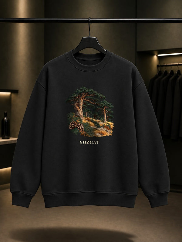 Yozgat Çamlık Milli Parkı baskılı siyah sweatshirt