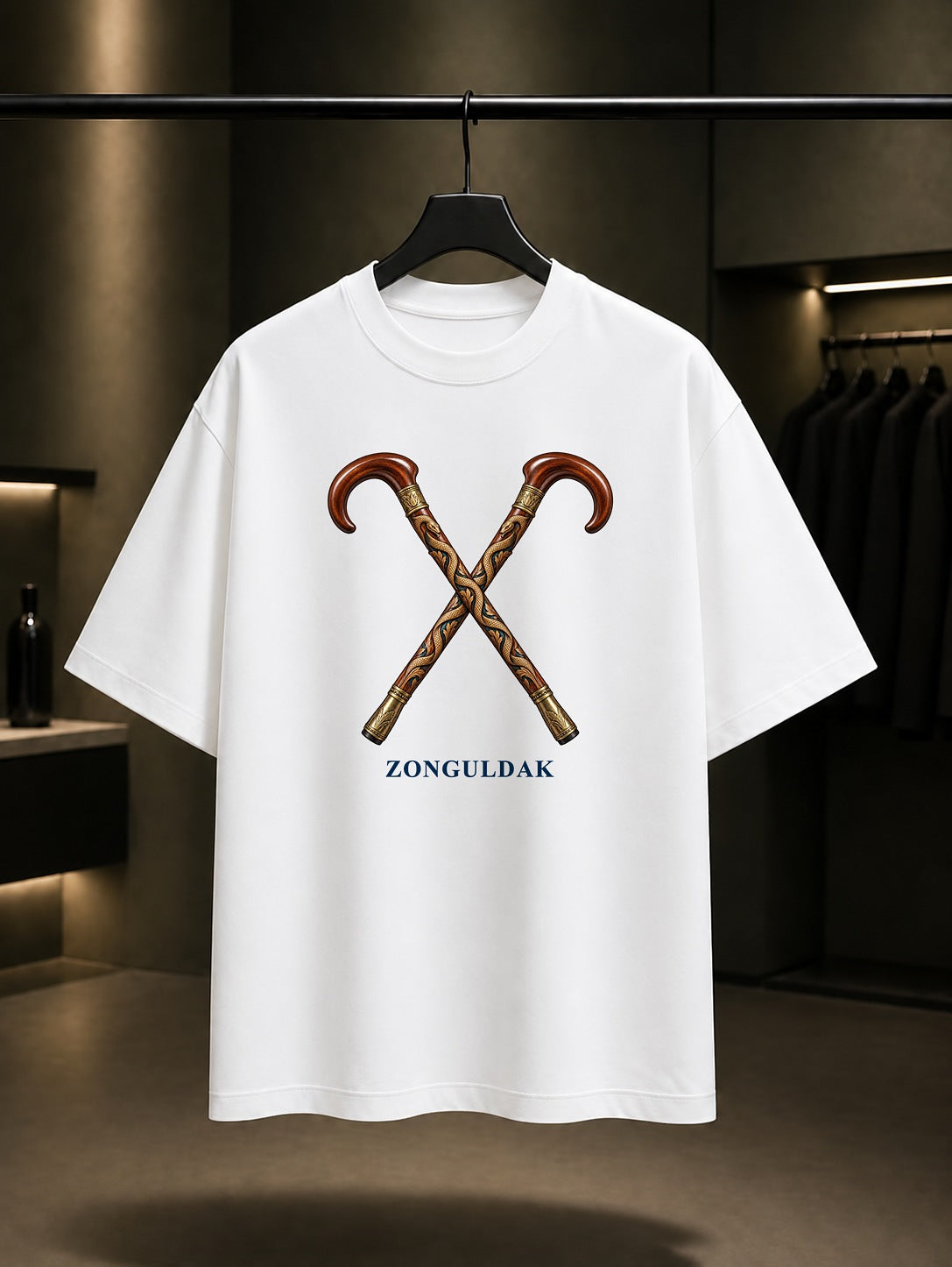 Zonguldak Devrek Bastonu baskılı beyaz t-shirt