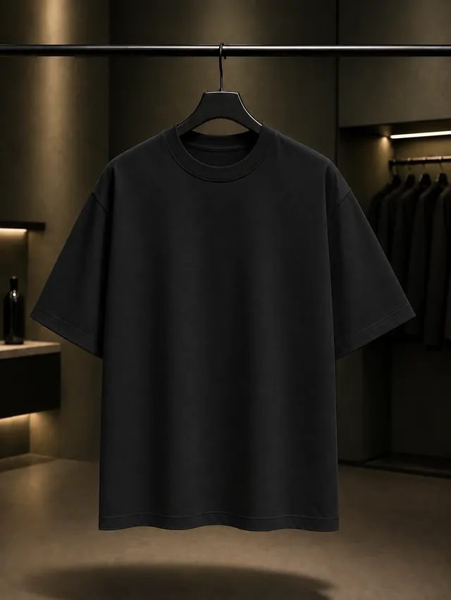 Preview of a plain black t-shirt