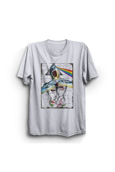 Pink Floyd baskılı gri tişört