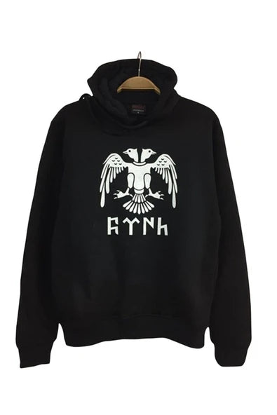 Fame Stoned baskılı siyah kapüşonlu sweatshirt