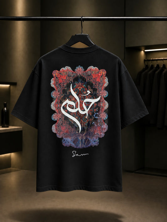 Kızıl Hat Oversize Tişört – Siyah arka