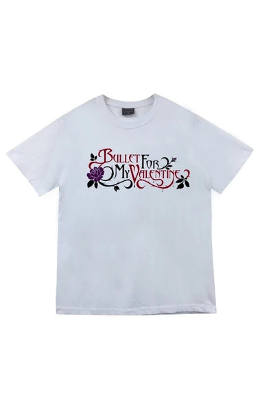 fame-stoned  Bullet For My Valentine Baskılı Unisex %100 Pamuk Beyaz T-shirt