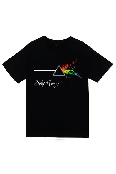 fame-stoned Pink Floyd Baskılı Unisex %100 Pamuk Siyah T-shirt