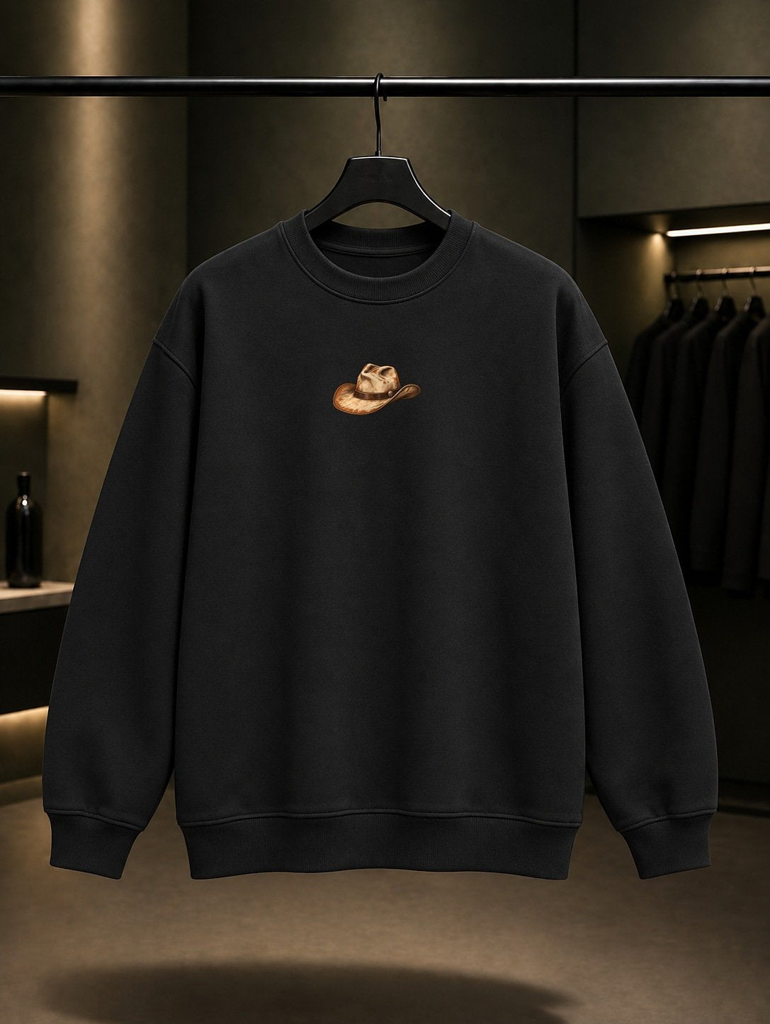 Kovboy Şapkası Mini Sweatshirt Siyah