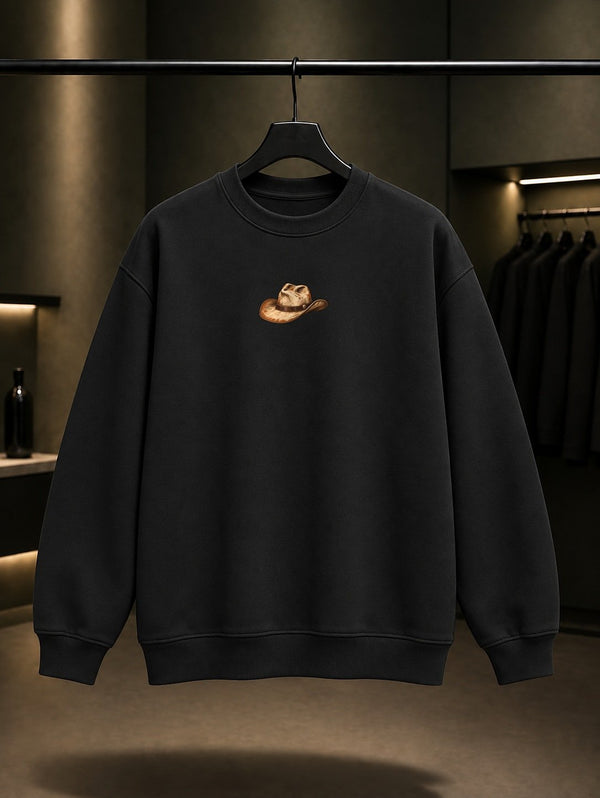 Kovboy Şapkası Mini Sweatshirt Siyah