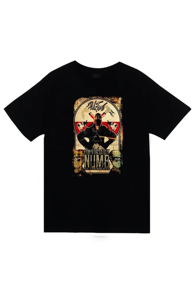 fame-stoned Pink Floyd Baskılı Unisex %100 Pamuk Siyah T-shirt