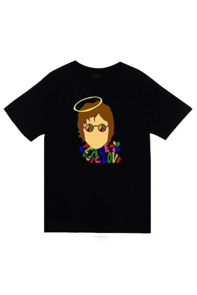 fame-stoned The Beatles Baskılı Unisex %100 Pamuk Siyah T-shirt