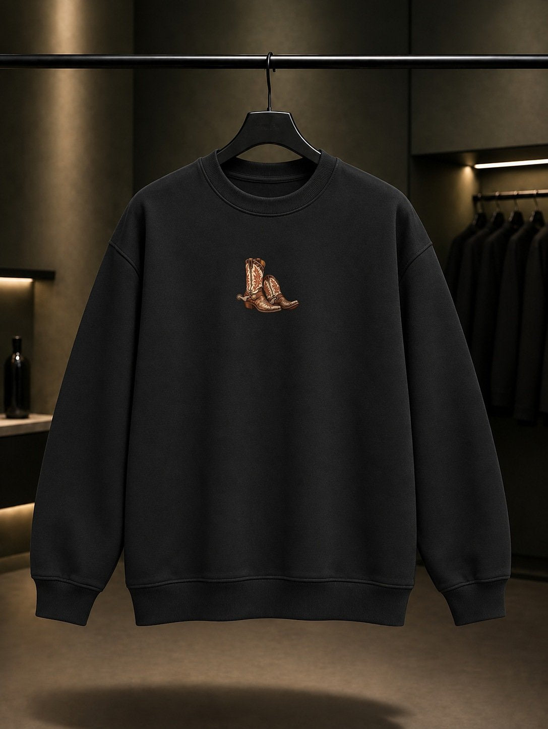 Kovboy Çizmeleri Mini Sweatshirt Siyah