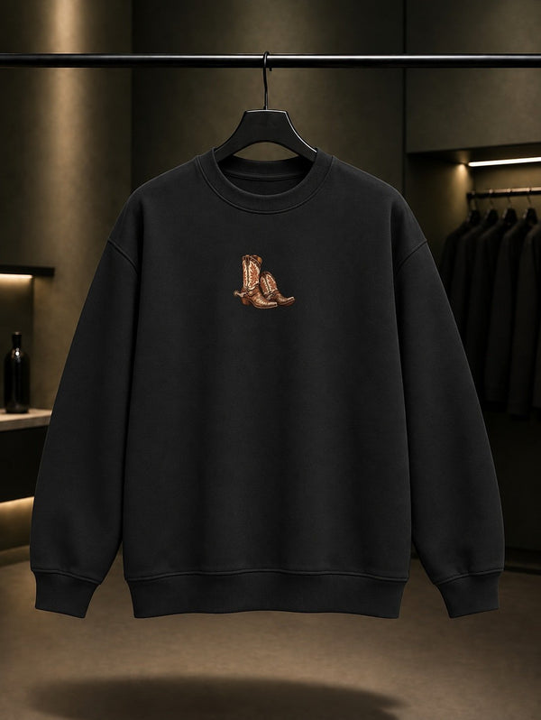Kovboy Çizmeleri Mini Sweatshirt Siyah