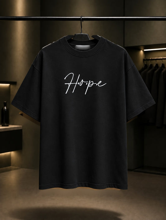 Hope Oversize Tişört – Siyah ön