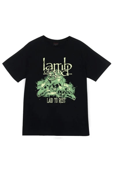 fame-stoned Lamb Of God Baskılı Unisex %100 Pamuk Siyah T-shirt