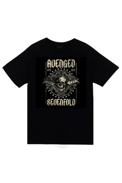 fame-stoned  Avenged Sevenfold Baskılı Unisex %100 Pamuk Siyah T-shirt