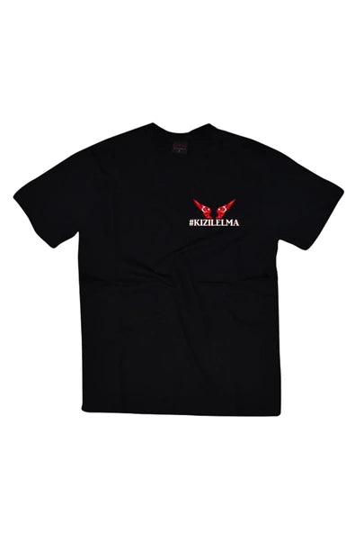 fame-stoned  Unisex Siyah Kızılelma Baskılı T-shirt