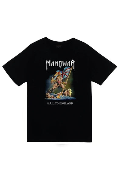 fame-stoned Unisex Siyah Manowar Baskılı T-shirt