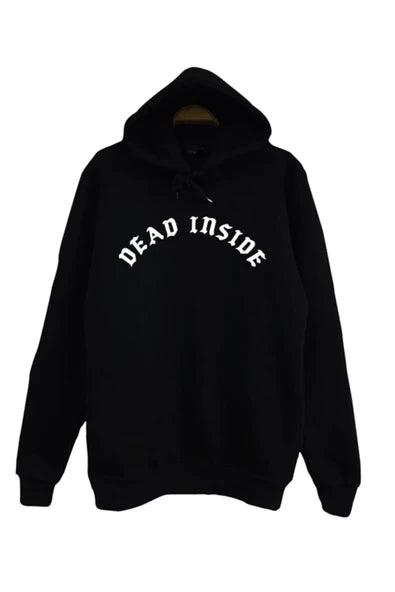 Fame Stoned baskılı siyah kapüşonlu sweatshirt