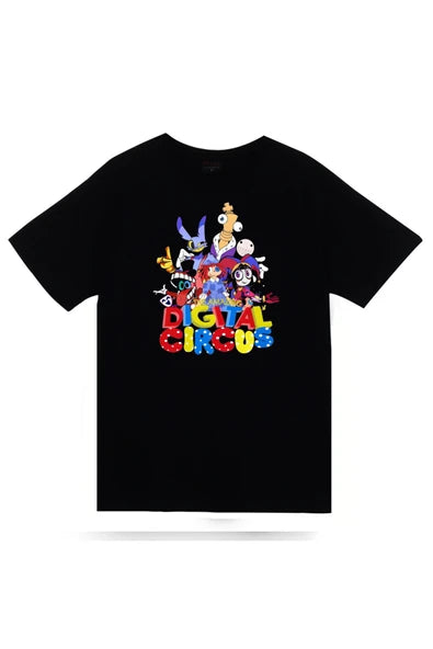 fame-stoned  The Amazing Digital Circus Baskılı %100 Pamuk Unisex Lacivert T-shirt