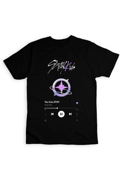 fame-stoned  Stray Kids, You Can Stay, K-Pop Unisex Siyah %100 Pamuk T-shirt