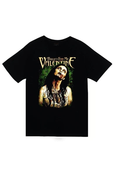 fame-stoned Bullet For My Valentine Baskılı Unisex %100 Pamuk Siyah T-shirt