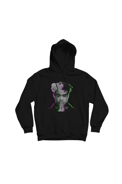 Xxxtentacion baskılı siyah kapüşonlu sweatshirt