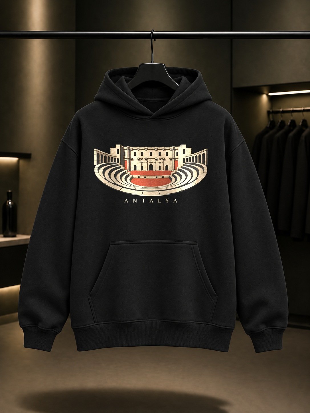 Antalya Aspendos Kapüşonlu Sweatshirt – Siyah