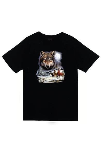 fame-stoned  Kızılderili Baskılı Unisex %100 Pamuk Siyah T-shirt