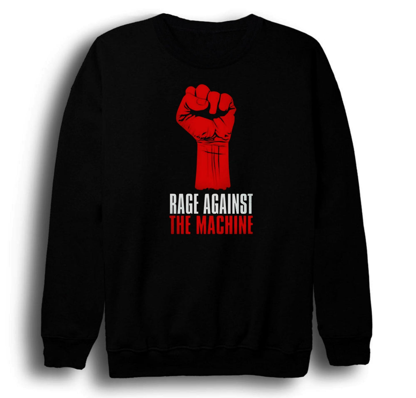 Rage Against the Machine - Müzik Grubu Baskılı Unisex %100 Pamuk Bisiklet Yaka Siyah Sweatshirt