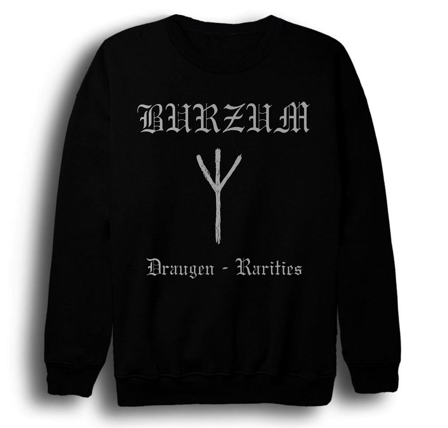 Burzum Müzik Grubu - Draugen - Rarities Baskılı Unisex %100 Pamuk Bisiklet Yaka Siyah Sweatshirt
