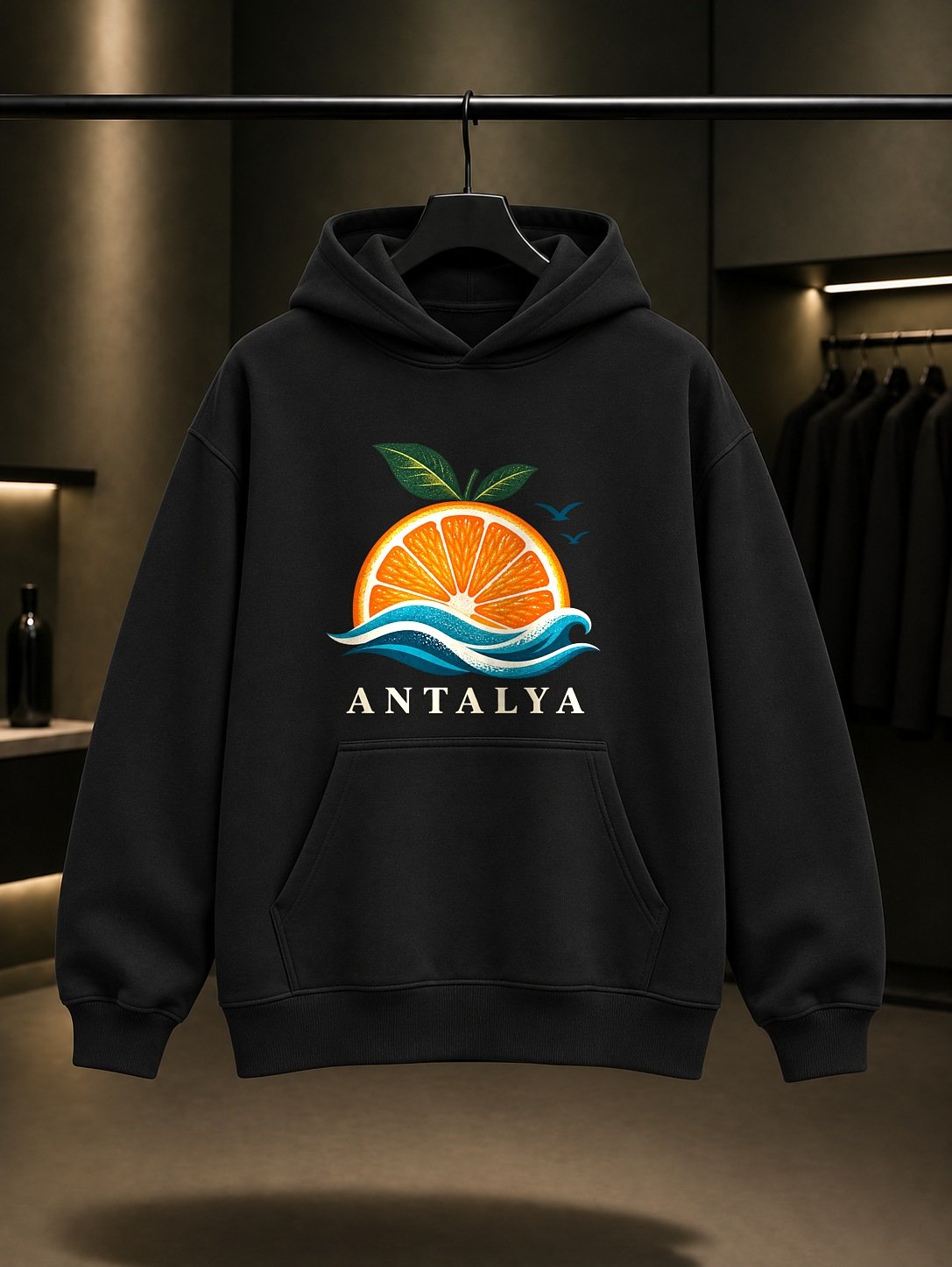 Antalya Finike Portakalı Kapüşonlu Sweatshirt – Siyah