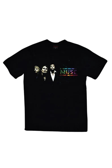fame-stoned  Muse Baskılı Unisex %100 Pamuk Siyah T-shirt
