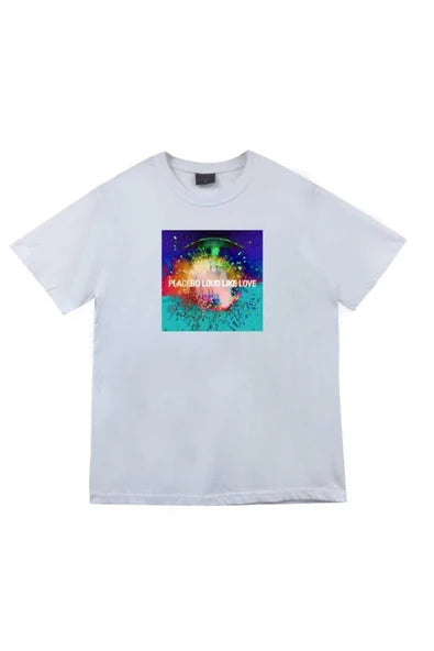 fame-stoned Placebo Baskılı Unisex %100 Pamuk Beyaz T-shirt