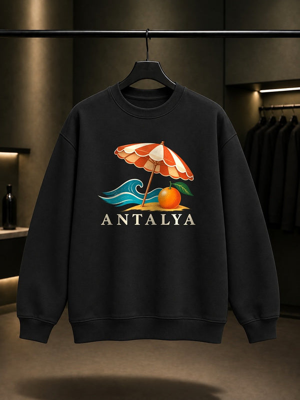 Antalya Akdeniz Sahili Sweatshirt – Siyah