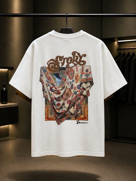 Story Oversize Tişört – Krem arka